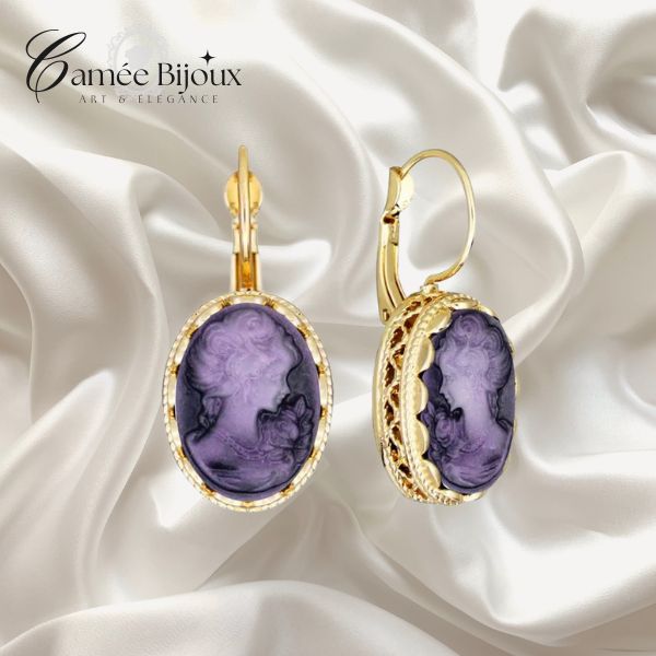 Boucles d'oreilles camée Ovale Queen ( 8 couleurs disponibles )
