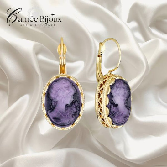 Boucles d'oreilles camée Ovale Queen ( 8 couleurs disponibles )