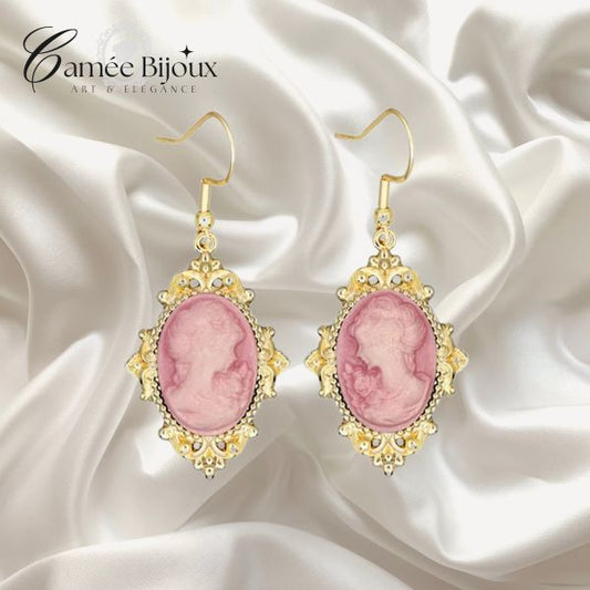 Boucles d'oreilles camée Victoria couleur Or ( 6 couleurs disponibles )