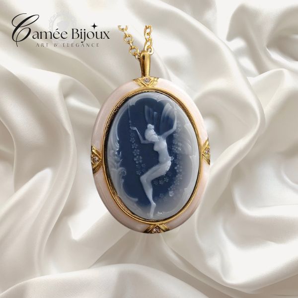 Collier et pendentif camée Elfe papillon rêveur pour Femmes