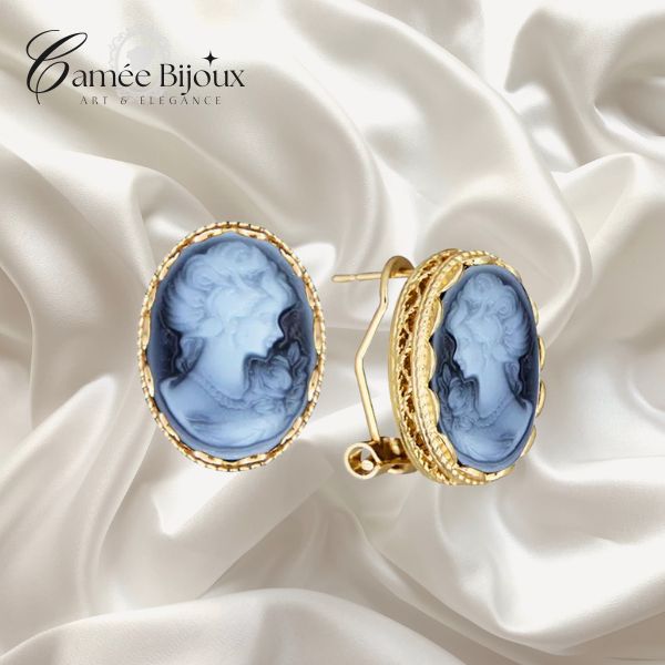 Boucles d'oreilles camée Queen Lady ( 6 couleurs disponibles )