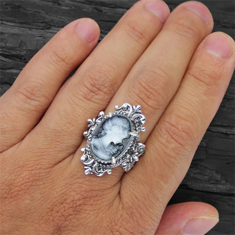 Bague camée vintage Lady Queen pour femme ( 6 couleurs au choix )