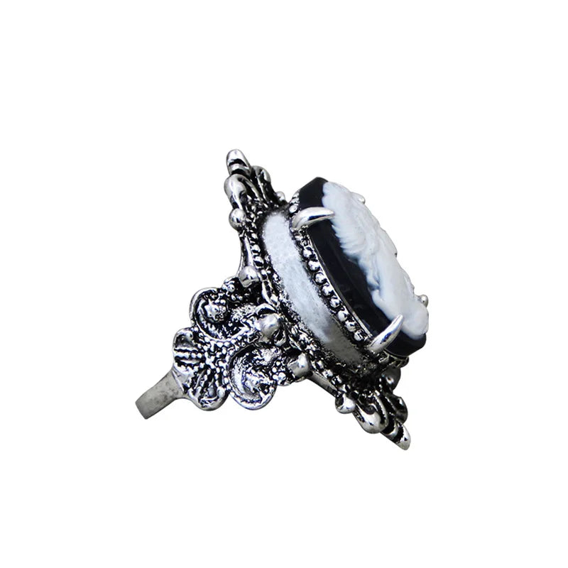 Bague camée vintage Lady Queen pour femme ( 6 couleurs au choix )