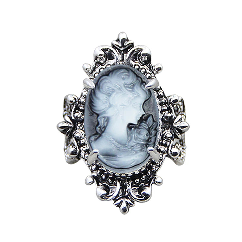 Bague camée vintage Lady Queen pour femme ( 6 couleurs au choix )