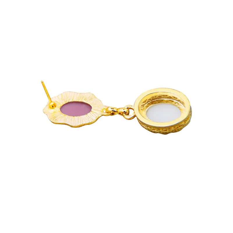 Boucles d'oreilles camée Ovale Fleur Dame Grise ou Rose