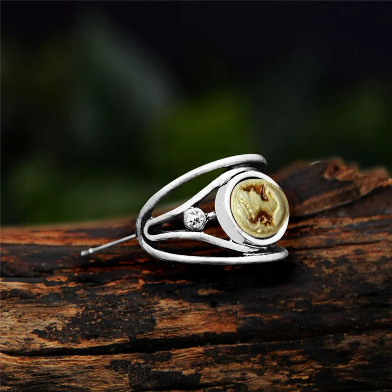 Boucles d'oreilles camée Cristal Queen Vintage ( 6 couleurs disponibles )