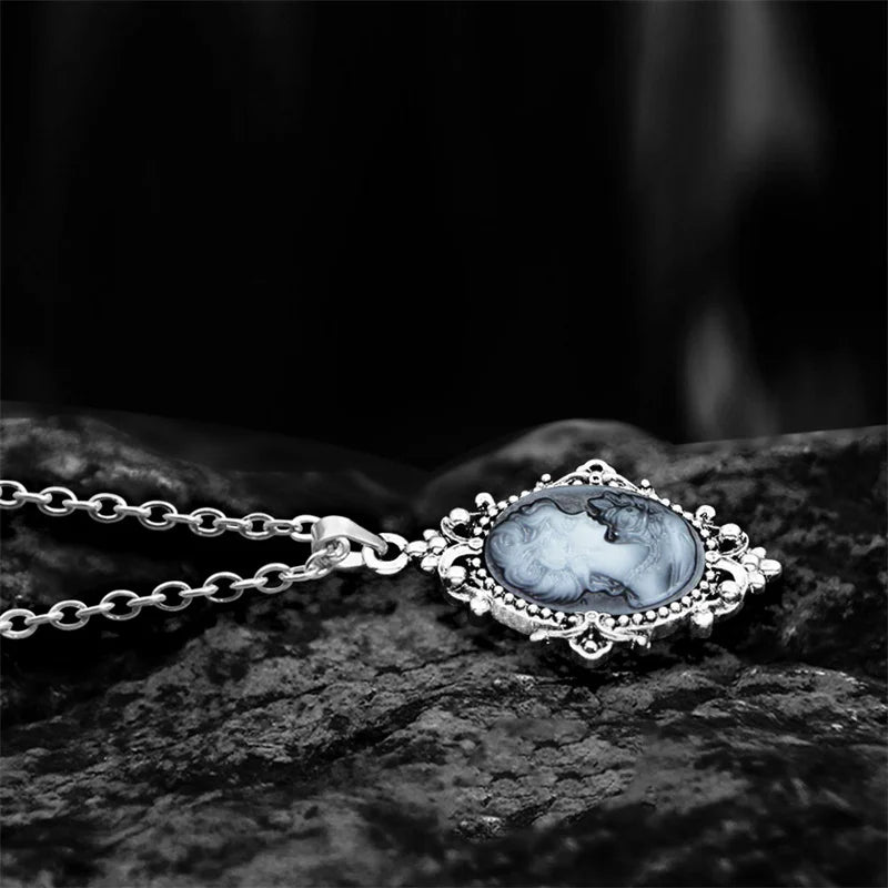 Collier Camée "Éclat d'Antan" en Argent Vieilli ( 6 couleurs )
