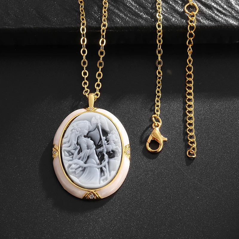 Collier et pendentif camée Ares & Athena en Onyx pour femmes