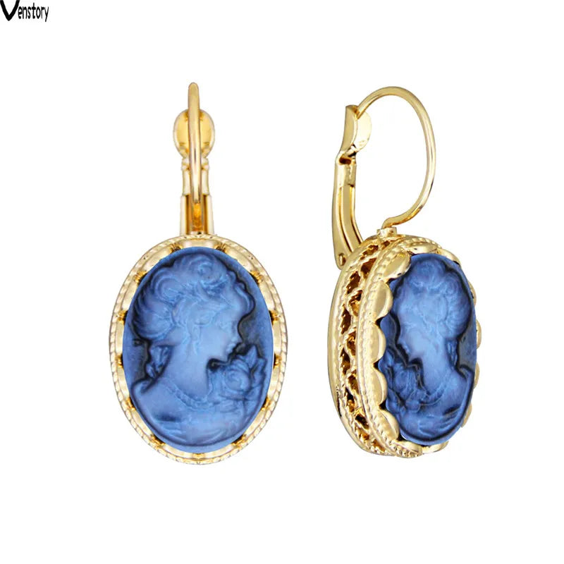 Boucles d'oreilles camée Ovale Queen ( 8 couleurs disponibles )