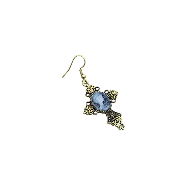 Ensemble de bijoux Camée vintage avec pendentif, collier et boucle d'oreille pour Femmes
