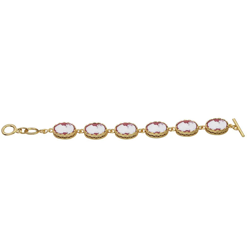 Bracelet camée Dame Queen Rouge pour femmes plaqué couleur or