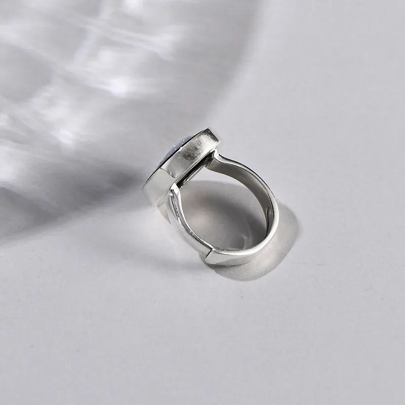 Bague camée Portrait en onyx noir et argent sterling 925