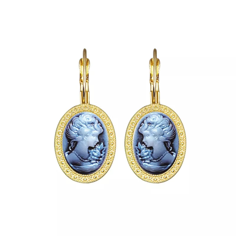 Boucles d'oreilles camée Ovale Queen ( 6 couleurs disponibles )