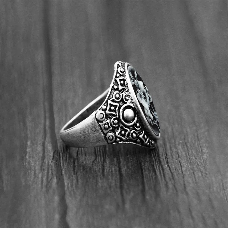 Bague camée papillon vintage pour femme - Argent antique bohème
