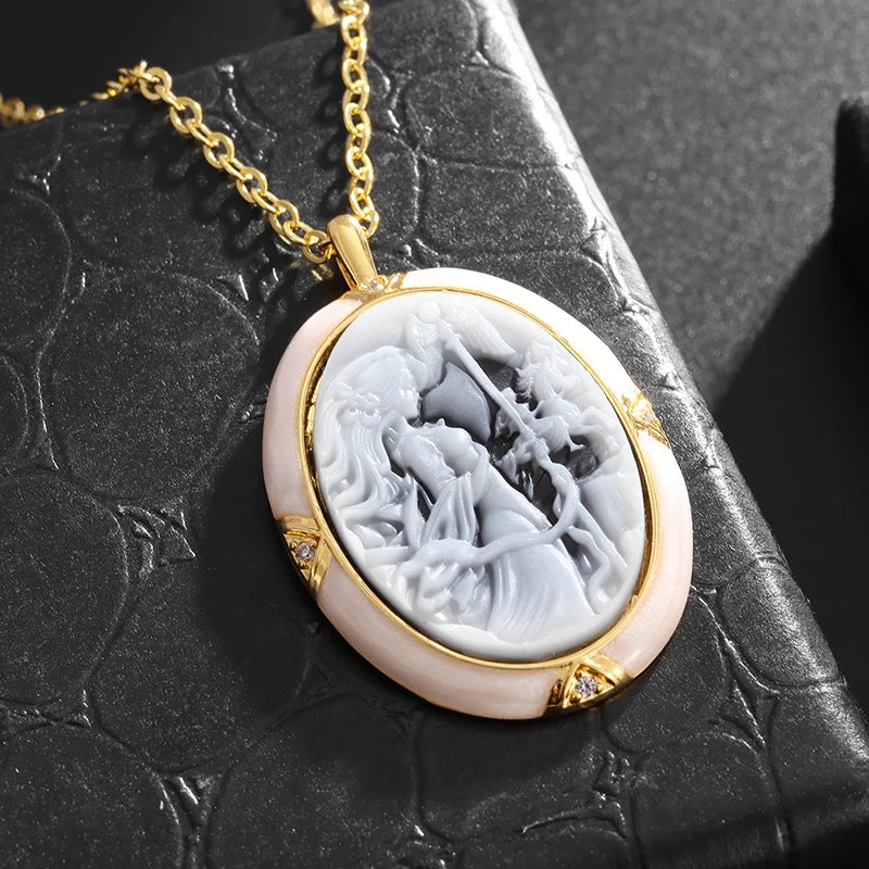 Collier et pendentif camée Ares & Athena en Onyx pour femmes