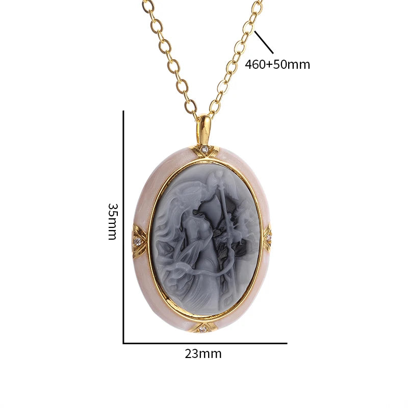 Collier et pendentif camée Ares & Athena en Onyx pour femmes