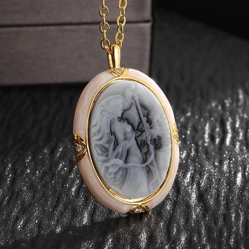 Collier et pendentif camée Ares & Athena en Onyx pour femmes