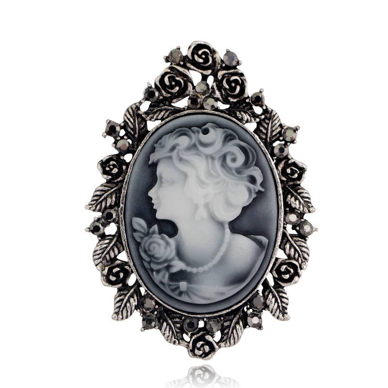 Broche camée "Visage vintage" pour femmes