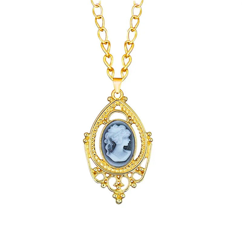 Collier Pendentif Camée "Goutte d'Eau Royale" ( 6 couleurs )