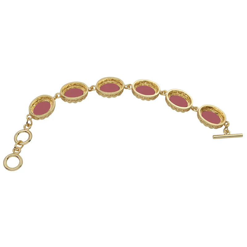 Bracelet camée Dame Queen Rouge pour femmes plaqué couleur or