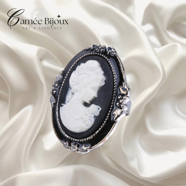 Bague camée grand format ajustable style pastoral britannique