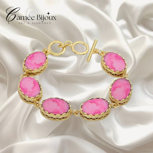 Bracelet camée Dame Rose pour femmes en couleur or