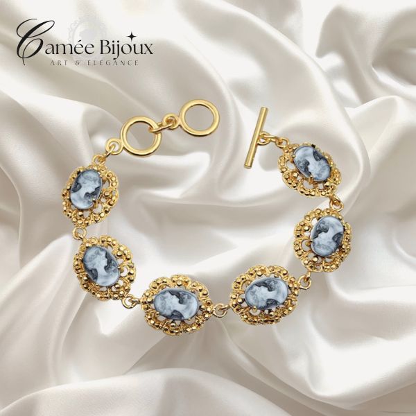 Bracelet camée Plumflower Lady Queen ( 5 couleurs disponibles )