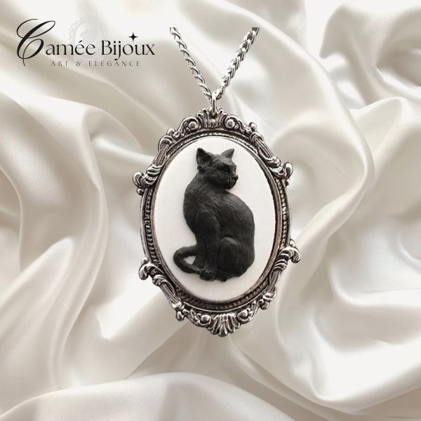 pendentif camée chat