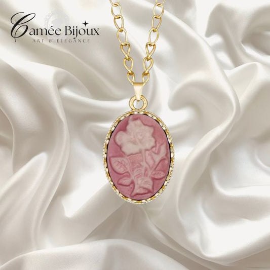 pendentif camée couleur rose