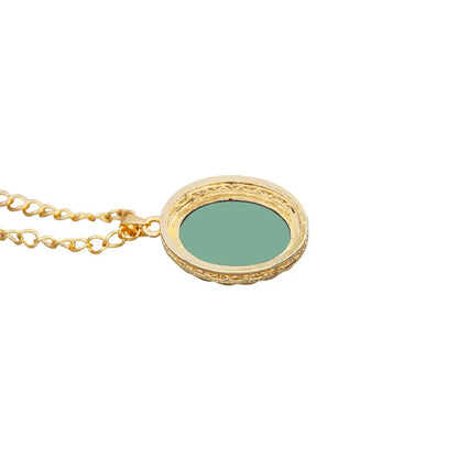 Collier Pendentif Camée "Fleur Verte" pour Femmes