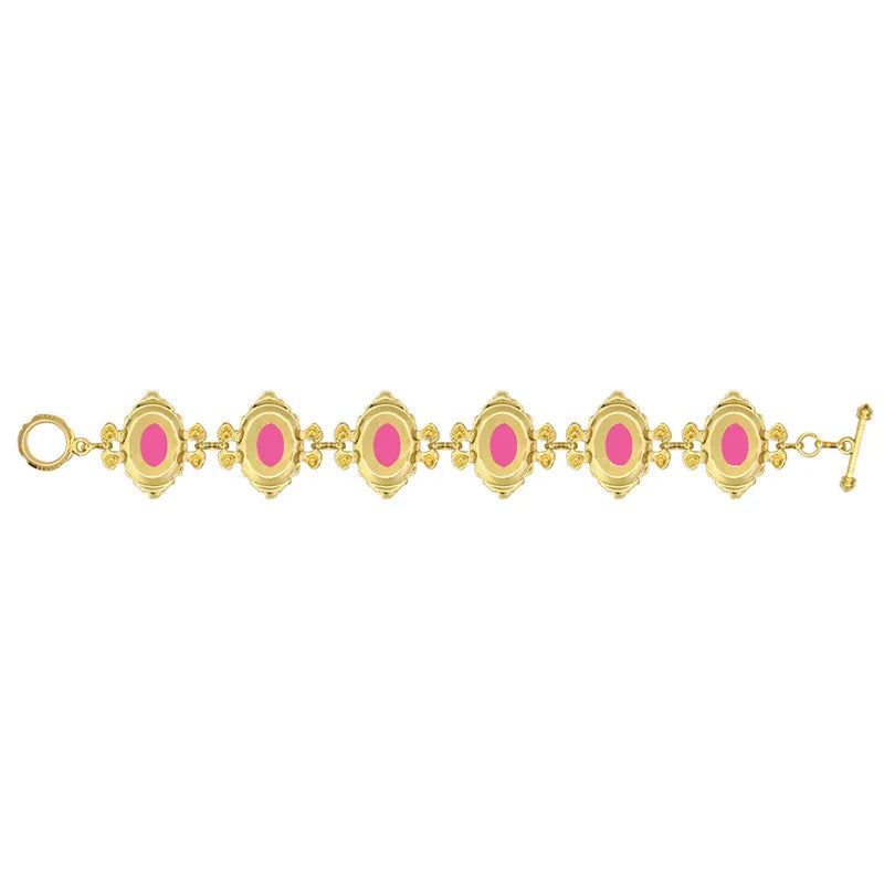 Bracelet camée Queen Rose pour femmes plaqué couleur or