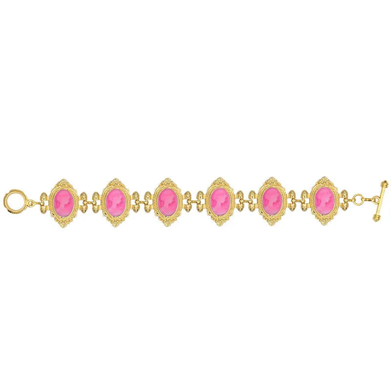 Bracelet camée Queen Rose pour femmes plaqué couleur or