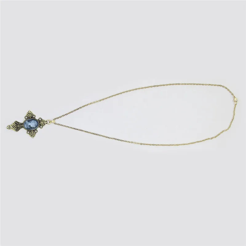 Ensemble de bijoux Camée vintage avec pendentif, collier et boucle d'oreille pour Femmes